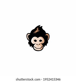Cute monkey head logo vector illustration, ape mascot logo design