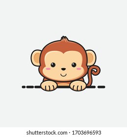 Cute monkey head in profile is isolated against white background  Vector stock illustrations for decoration   design  cards  posters  fabrics  for children   more 