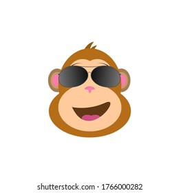 Cute Monkey head wearing sunglasses vector illustration