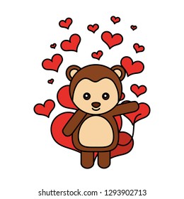 cute monkey hearts valentines day