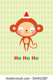 cute monkey ho ho ho merry christmas greeting card