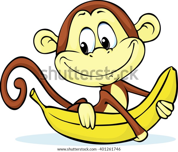 Cute Monkey Hold Banana Vector Illustration Stock Vector (Royalty Free ...