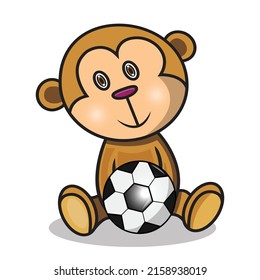 a cute monkey holding a ball