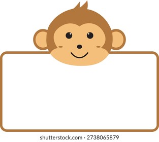 Cute Monkey Holding Blank Sign
