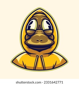 cute monkey hoodie yellow vector