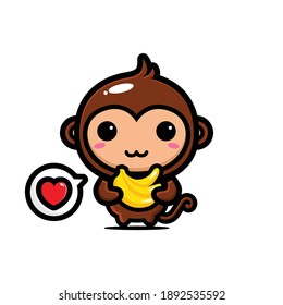 cute monkey hugging a banana