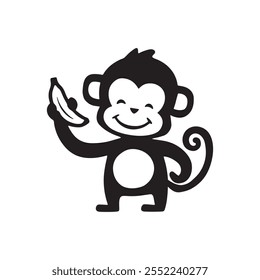 a cute monkey icon design vector illustration. silhouette monkey icon. happy monkey day