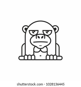 cute monkey icon, thin line style, flat design