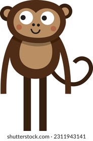 Icono de mono lindo. Ilustración vectorial aislada en un fondo blanco.