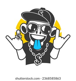 Cute monkey icon. Vector illustration isolated on a white background.
