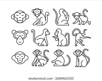 Cute Monkey Icons: Fun Set