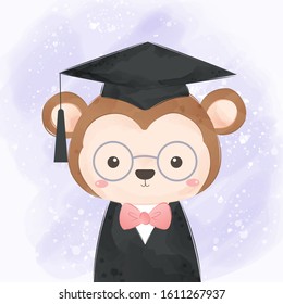 cute monkey illustration, baby shower decoration, animals clipart.