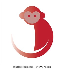 Cute monkey illustration design, baby monkey icon.