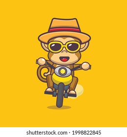 Cute Affe Illustration. Sommerzeit. Cute Vektordesign-Zeichen. Vektor einzelne flache Illustration für Poster, Broschüre, Web, Maskottchen, Aufkleber, Logo und Symbol.