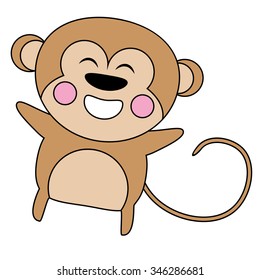 Cute monkey illustration vector icon isolated on white background