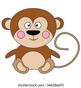 Monkey Cartoon Thinking Vector Cartoon Illustration Stock Vector ...