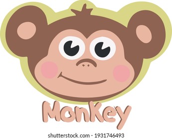 Cute monkey illustration. Zoo illustration. Cute cartoon animal. Can be used for book illustrations, wallpapers and other items.