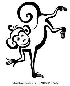 Cute monkey isolate on white background. Vector Illustration