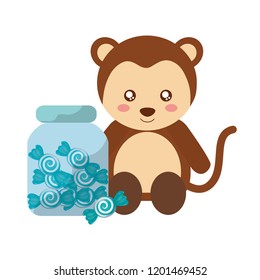 cute monkey and jar sweet candies