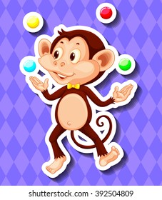 Cute monkey juggling balls illustration