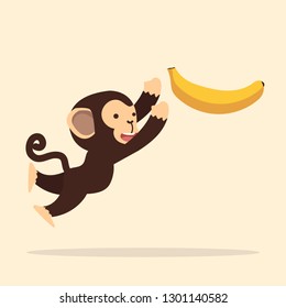 Cute monkey jump with a banana