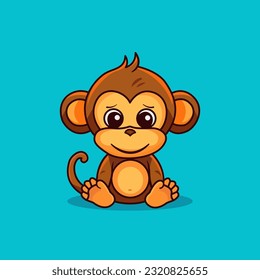 cute monkey kid cartoon mascot character. vector illustration