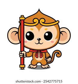 Cute Monkey King Cartoon Character