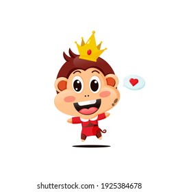 Cute monkey king vector design
