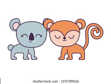 cute monkey with koala animals