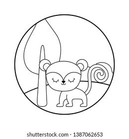 cute monkey in landscape scene