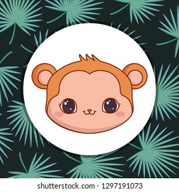 cute monkey with leafs