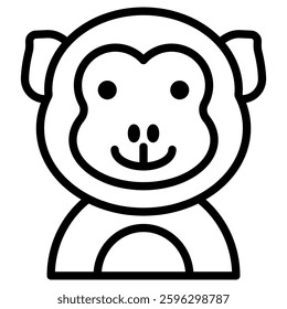 Cute Monkey Line Drawing Icon