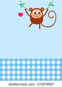 cute monkey love card