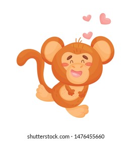 Cute monkey lover. Vector illustration on white background.