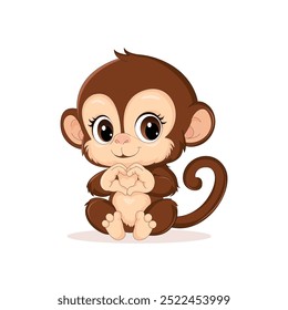 Mono lindo haciendo señal de amor con nuestras manos Ilustración vectorial