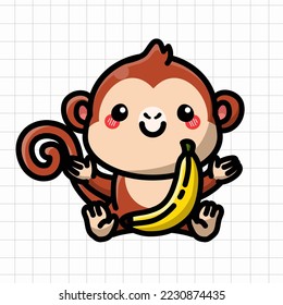 Cute Monkey Mammal Vector Illustration