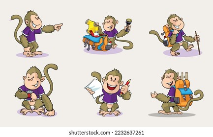 cute monkey man smille cartoon character vector pro illustration