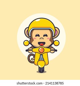 cute monkey mascot cartoon character ride on scooter