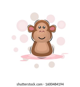 cute monkey mascot cartoon design vector
