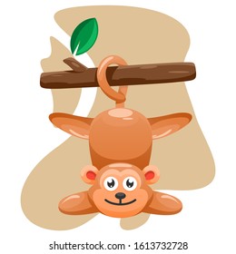 CUTE MONKEY MASCOT CARTOON DESIGN VECTOR