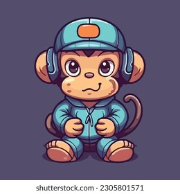 Cute monkey mascot character for kids entertainment center