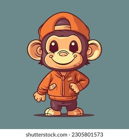 Cute monkey mascot character for kids entertainment center