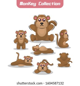 cute monkey mascot design vector premium collection