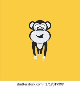 cute monkey mascot logo with a big smile