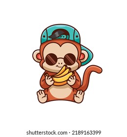 Cute Monkey Mascot Logo Design Template