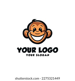 Cute Monkey Mascot logo vector.
Cute Monkey face Vector Illustration