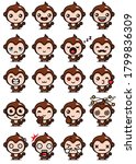 cute monkey mascot set design