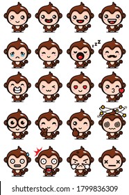 cute monkey mascot set design