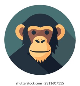 Cute monkey mascot sitting in circle isolated