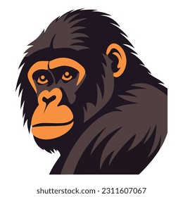 Cute monkey mascot sitting in tropical rainforest isolated